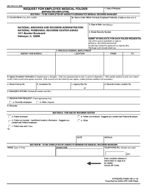 Request for Employee Medical Folder