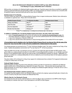 Health Insurance Premium Payment for Kids Cost Sharing Form