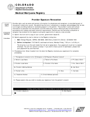 Colorado Medical Marijuana Provider Signature Revocation Form