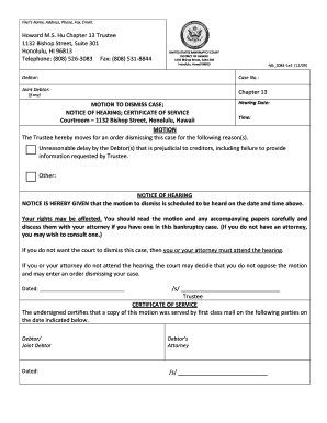 Motion to Dismiss Chapter 13 Case