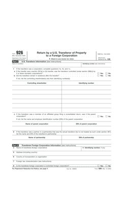 Form 926 U.S. Transferor of Property to Foreign Corporation