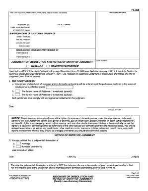 California Judgment of Dissolution and Notice of Entry