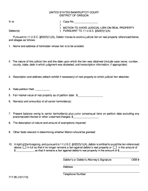 Motion to Avoid Judicial Lien on Real Property