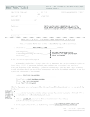 Indiana Child Support Modification Form