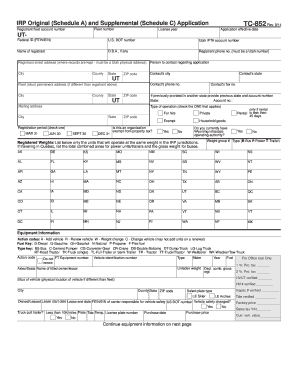 Utah IRP Application Form TC-852