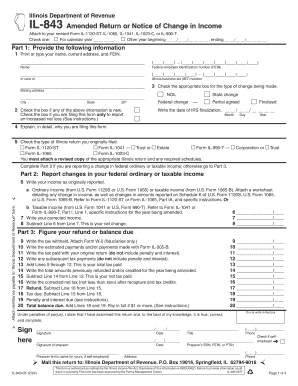 Illinois Amended Return Form IL-843