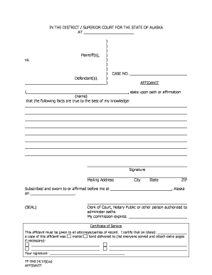 Alaska Affidavit Form