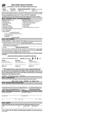California Special Interest License Plate Application