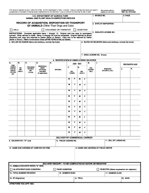 USDA Animal Disposition Record