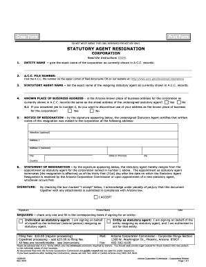 Statutory Agent Resignation Form