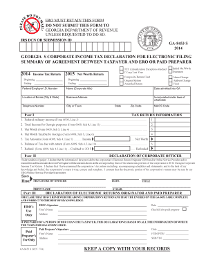 Georgia Corporate Income Tax Declaration