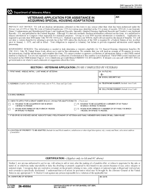 Veterans Application for Special Housing Adaptations