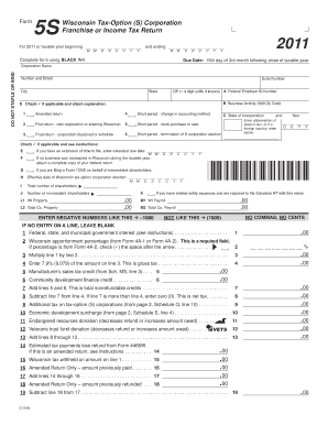 Wisconsin Tax-Option S Corporation Franchise or Income Tax Return