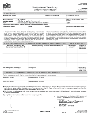 Designation of Beneficiary Form 2808