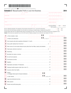 Massachusetts Schedule C Profit or Loss from Business 2014