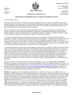 Wisconsin Power of Attorney for Health Care