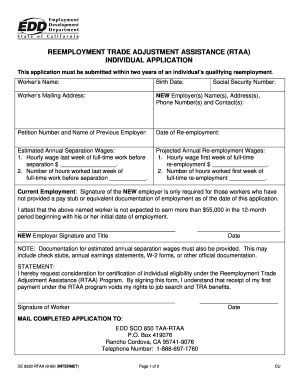 Reemployment Trade Adjustment Assistance Application