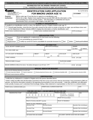 Virginia Minor ID Card Application