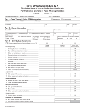 Oregon Schedule K-1