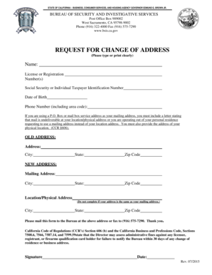 California Change of Address Request