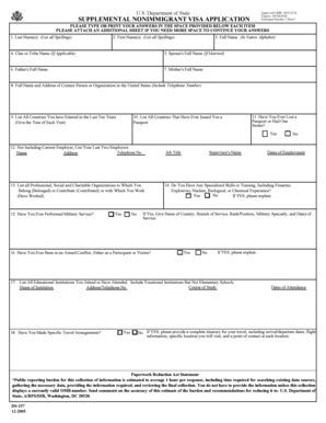 Supplemental Nonimmigrant Visa Application
