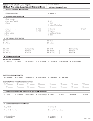 Federal Family Education Loan Program Default Aversion Assistance Request Form