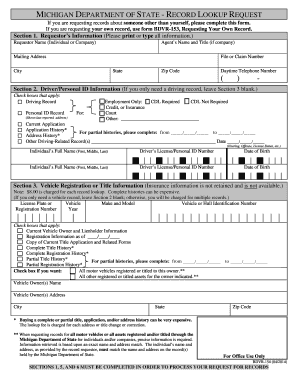 Michigan Record Lookup Request Form