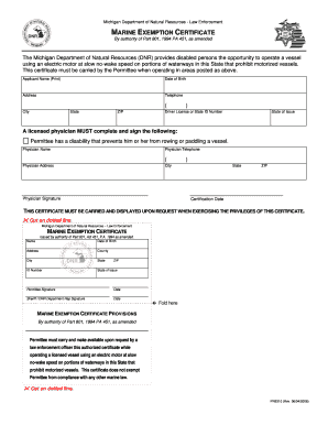 Michigan Marine Exemption Certificate