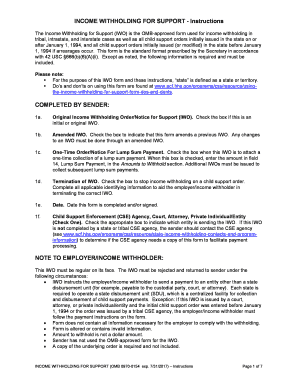 Income Withholding for Support Form