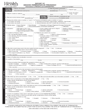 Oregon Induced Termination of Pregnancy Report