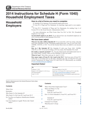 2014 Instructions for Schedule H (Form 1040)