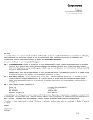Computershare Stock Transfer Request Form