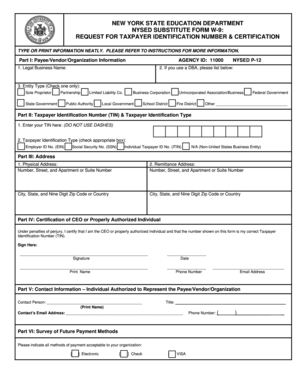 NYSED Substitute Form W-9