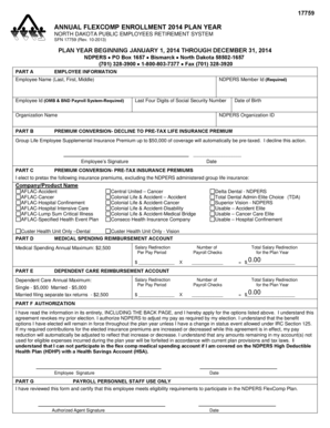 North Dakota FlexComp Enrollment Form 2014