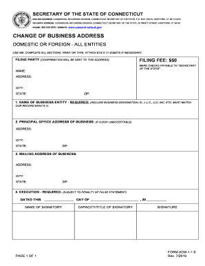 Connecticut Business Address Change Form