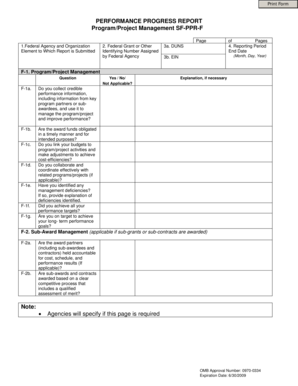 Federal Performance Progress Report