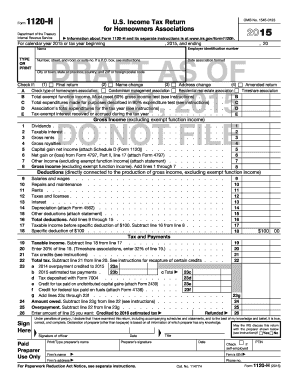 Form 1120-H US Income Tax Return for Homeowners Associations