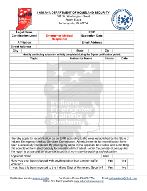 Indiana Emergency Medical Responder Recertification Form