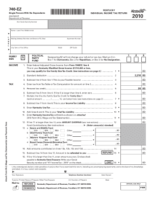 Kentucky 740-EZ Individual Income Tax Return