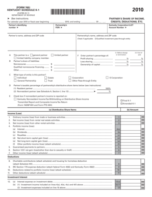 Kentucky Schedule K-1 2010