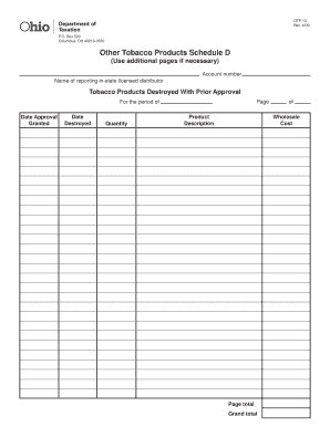 Other Tobacco Products Schedule D