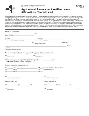 New York Agricultural Assessment Written Lease Affidavit