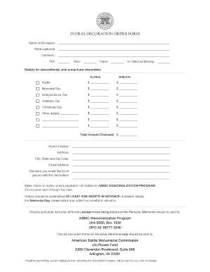 Floral Decoration Order Form