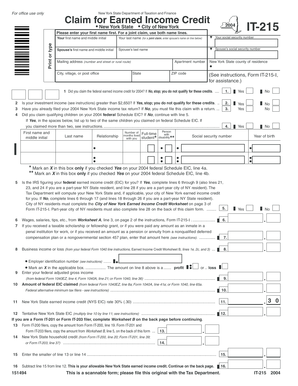 New York State Earned Income Credit Claim Form
