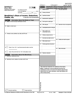 Schedule K-1 (Form 1041) 2014