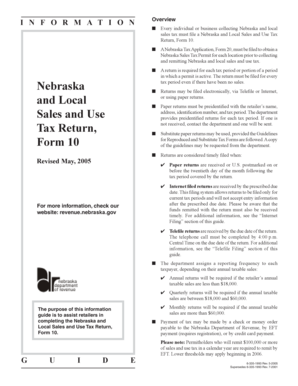 Nebraska Sales and Use Tax Return Form 10