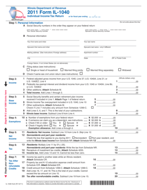 Illinois Individual Income Tax Return Form IL-1040