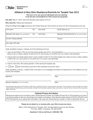 Ohio Non-Residency Affidavit