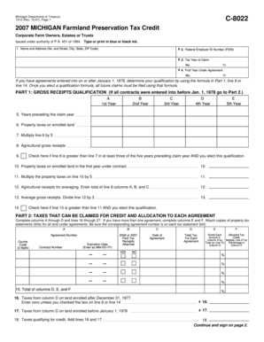 Michigan Farmland Preservation Tax Credit Form