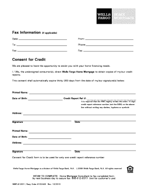 Wells Fargo Credit Report Consent Form
